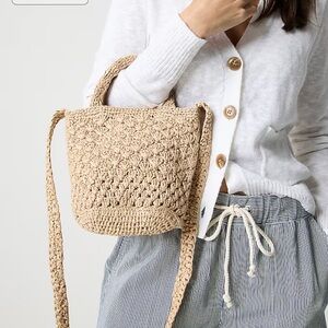 J. Crew Tan Crochet Tote Bag